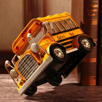Vintage Ameriški Šolski Avtobus Model Okraski, Iz Železa Obrti Klasičen Avto Figurice Vozila Mini Bar Doma Dekor Otrok Igrače Darila