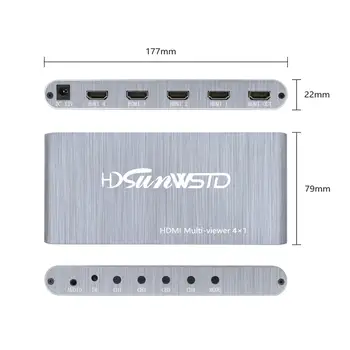 HDMI Multi viewer Quad Zaslon 4 Input 1 Izhod 4×1 Mulit-pregledovalnik Preklopnik Video Pretvornik za TV Prenosni RAČUNALNIK Projektor