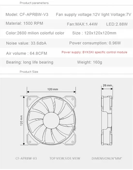 Bykski Vodno Hlajenje Radiator Ljubitelj Računalnika PC Primeru-RGB Fan 120mm LED Luči, 5v Regulator Heatsink Hladilnik Podporo Prilagoditev Hitrosti