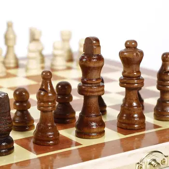 Smešno Zložljiva Folable Lesene Mednarodni Šahovski 1set Mini Magnetni Šah Chessmen Zbirka Prenosni Odbor Potovanja Igre