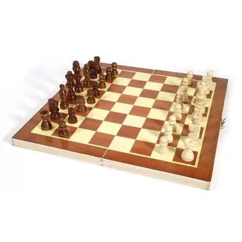 Smešno Zložljiva Folable Lesene Mednarodni Šahovski 1set Mini Magnetni Šah Chessmen Zbirka Prenosni Odbor Potovanja Igre