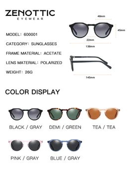 ZENOTTIC blagovna Znamka Modnih Krog Polarizirana sončna Očala UV400 Vožnjo Sončna Očala Pribor Za Moške/Ženske oculos de sol