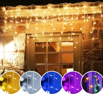5M Božič Garland LED Zavese Ledenica Niz Luči Droop za 0,4-0,6 m AC 220V Vrtna Ulica Zunanji Dekorativni Praznik Svetlobe