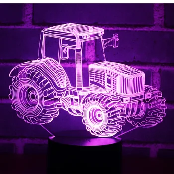3D LED Nočna Lučka Dinamično Traktor Avto s 7 Barv Svetlobe za Dom Dekoracija Žarnice Neverjetno Vizualizacija Optične Iluzije