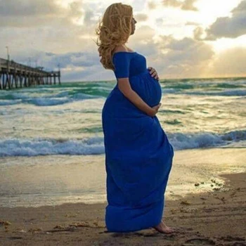 Shoulderless Porodniškega Obleke Za Fotografijo Ustrelil dolgo-dolžina porodniškega obleke fotografija rekviziti porodniškega obleke za baby tuš