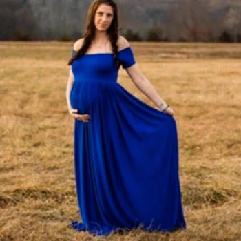 Shoulderless Porodniškega Obleke Za Fotografijo Ustrelil dolgo-dolžina porodniškega obleke fotografija rekviziti porodniškega obleke za baby tuš