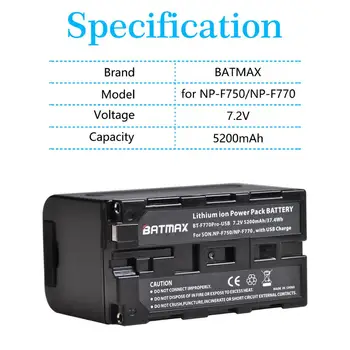 Batmax Novega NP-F770 NP-F750 np f750 NPF770 Baterije z USB Izhod Za Polnjenje Sony NP F970 F960 F550 F570 QM91D CCD-RV100 TRU47E