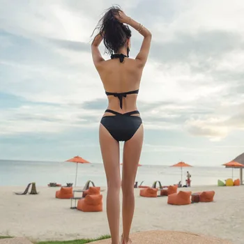 Miss Adola 2020 seksi črne kopalke ženske Trikini zanko zbrali plavanje kopalke Monokini barva enega kosa bikini