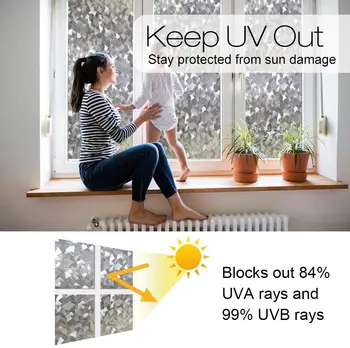 BUNPIG 3D Dekorativno Obarvajo Okno Vinil Film Statične Oklepajo Samolepilne Stekla Nalepka UV Blokiranje Okno, ki Zajema za Dom