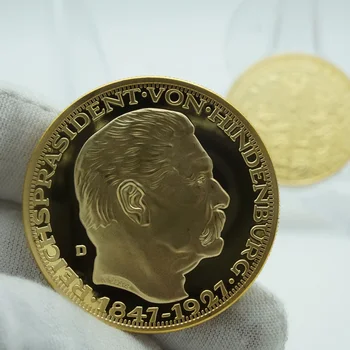 V nemčiji Predsednik Paul Von Hindenburg 1847-1934 80. Rojstni dan s Spominki Kovanec Zlato medaille PAUL VON HINDENBURG