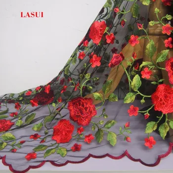 LASUI VRH kakovosti Krilo obleko modne krpo dobro-videz Črnega očesa Rose vezenine, čipke tkanine diy vezene X0106