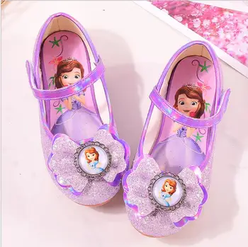 Disney Zamrznjenih Kristalov Copati Za Dojenčka Dekleta Elsa Princesa Otroški Usnjeni Čevlji Mehko Poletne Sandale Metulj Vozel Stranka Obleko