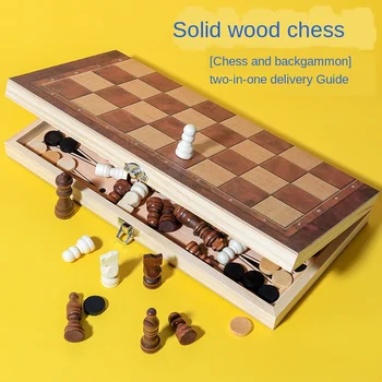 3 v 1 Velika Zložljiv Leseni Šah Igre Set Home Potovanja Stranka Igre, Šah in Backgammon Dama Igrača Chessmen Zabava