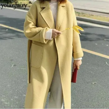 Jesenski Zimski Plašč Ženske, Volna, Ženski Suknjič korejski Coats Dolgo ženska Oblačila Modni 2020 Casaco Feminino Pph1441