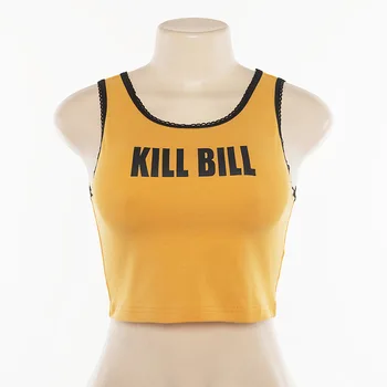 Rumena Kill Bill Ženske Tank Top Moda Kratke Poljščin Vrhovi 2020 Poletje Seksi obleke, ženske Ulične Priložnostne Vrhovi Ženske Oblačila
