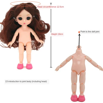 2021 Moda nov 16 CM lutka 13 gibljivi spoji 3D oči obleko, ki ustrezajo dodatki za oblačila srčkan motocikel princesa golih punca darilo igrača