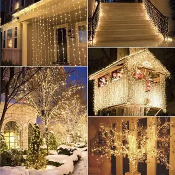 Novo Leto 2021 Božič Led Garland 10 M 100 Luči, Božični Okraski za Dom Natalne Dekor Kerst Adornos De Navidad 2020