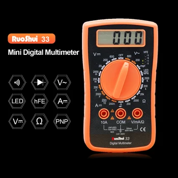 RuoShui 33 Digitalni multimeter mini Prenosni AC / DC napetosti diode hEF Odpornost na Trenutne tester Enostaven za uporabo Voltmeter multimetro