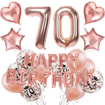 Amawill 70. Rojstni dan Okraski za Odrasle Rose Zlata Happy Birthday Folija Balon 70 Let Stare Stranke Obletnico Dobave 75D