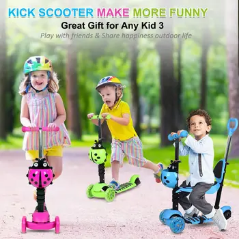Otroci Kick Scooter Kickboard 3 Prestave Prilagoditev Višine Kick Scooter 3 V 1, Z Utripajočo LED Kolesa Darila Za Otroke Igrače