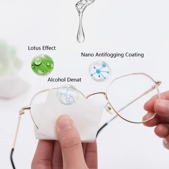 52Pcs Očala Anti-Fog Robčki Posamično Zaviti za Enkratno uporabo Defogger Eyeglass Obrišite Pre-navlaženo Antifog Objektiv Robčki Kit