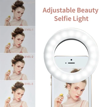 Posodobljeno 3200K-6500K 40 LED Svetilke Selfie Obroč Svetlobe za iPhone Andriod Pametni Vlog Obroč Svetlobe Selfie Fill Light Obračuna