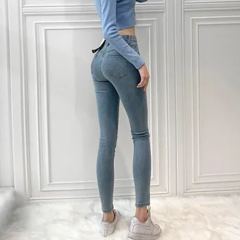 Plus Velikost Fant Jeans za Ženske Seksi Stretch Suh Visoko Wasited Kavbojke Bombaža, Jeansa Hlače Elastična Pozimi Svinčnik Hlače