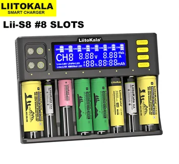 2021 LiitoKala Lii-S8 Polnilnik Baterij Li-ion, 3.7 V, NiMH 1,2 V Li-FePO4 3.2 V IMR 3.8 V Polnilnik za 18650 26650 21700 26700 AA AAA
