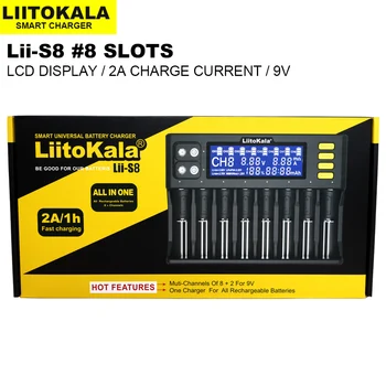 2021 LiitoKala Lii-S8 Polnilnik Baterij Li-ion, 3.7 V, NiMH 1,2 V Li-FePO4 3.2 V IMR 3.8 V Polnilnik za 18650 26650 21700 26700 AA AAA