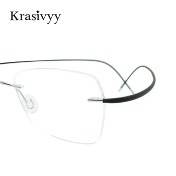 Krasivyy Kvadratnih Rimless Očal Okvir Moških Vrh Kakovosti Kratkovidnost Optični Recept Očala Moški 2020 Čistega Titana Očala