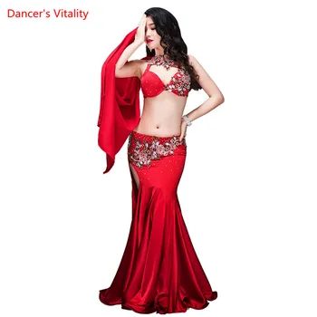 Novo 2 kos ženske luksuzni kostum za orientalski ples modrc plošča zunaj egipt, nastop plesno predstavo rdeča obleka, vijolična, kraljevsko modra