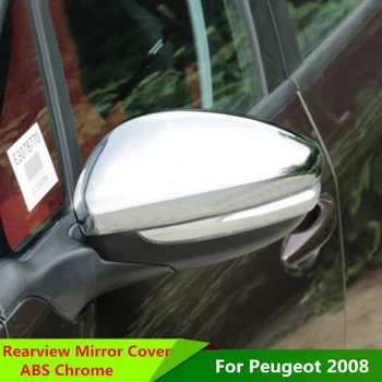 Foal Gorenja RearView Mirror Zadaj-oglejte si varnostne Kopije, Dekorativni Chrome Trim Kritje Nalepke za Peugeot 2008 208 - 2016 Pribor