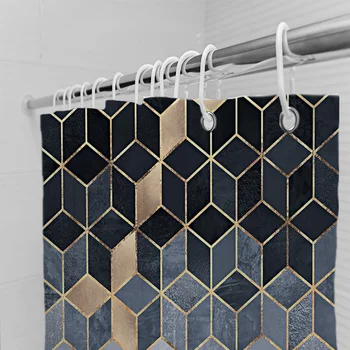 200x180 kopalnica zavese 3D marmorja vzorec geometrijske tiskanje poliester nepremočljiva gospodinjski dekorativni tuš zavesa s kavljem