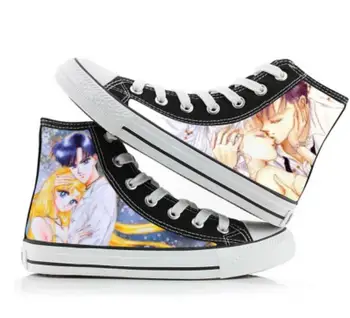 Sailor moon Anime risanke študentov visoke pomoč cosplay cos čevlji modni platno čevlji priložnostne udobno moških in žensk college