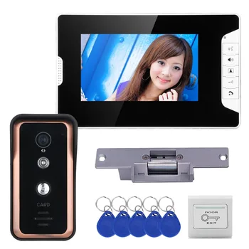 Žično 7 palčni Video Vrata Telefon Video Interkom Zvonec Sistem 1 Zaslon 1 RFID IR-CUT Kamera + Električni Magnetni Zaklepanje