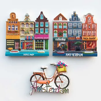 BABELEMI Nizozemska Turističnih Spominkov Hladilnik Magneti, Amsterdam, Seksi Shop Pisane Hiše Kolo Hladilnik Magnetne Nalepke