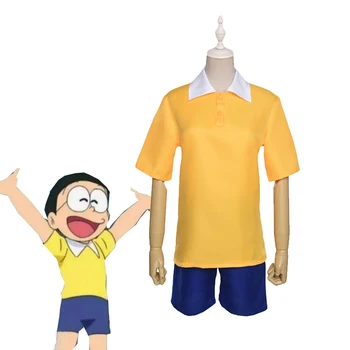 Japonski Anime Doraemon Nobi Nobita Cosplay Kostum Halloween Carnival Uniform po Meri Za Odrasle in Otroke Vrh+Hlače