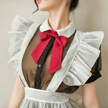 Srčkan Letnik Japonski Slog Bowknot Lolita Devica Predpasnik Določa Skušnjavi Očesa Vidika Obleko Adult Sex Fantazije, Cosplay Devica Set