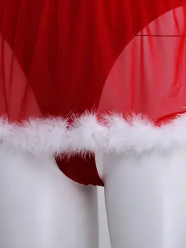 US/UK PARKA Ženska Femme Božič Stranka Nastavi za Clubwear Kostume Žamet Bodysuit z Perja Obrezovanje Predpasnik Klobuk