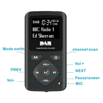 DAB/DAB Digitalni Radio, Bluetooth 4.0 Osebnih Žep FM Mini Prenosni Radio Slušalke MP3 Micro-USB za Dom