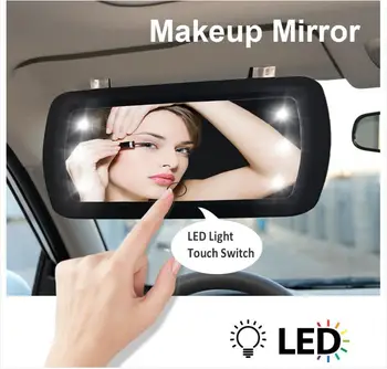 Avto sončnega LED Ličila Ogledala Auto sončnega HD Notranje Ogledalo Ličila Avto S 6 LED Luči in Prst T joj Stikalo