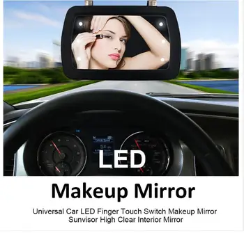 Avto sončnega LED Ličila Ogledala Auto sončnega HD Notranje Ogledalo Ličila Avto S 6 LED Luči in Prst T joj Stikalo