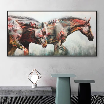 HDARTISAN Wall Art Slikarsko Platno Tiskanja Živali Sliko Za dnevno Sobo, Dve Konji Doma Dekor Brez Okvirja
