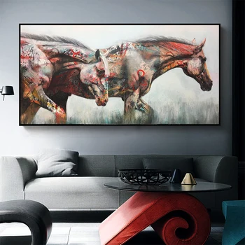 HDARTISAN Wall Art Slikarsko Platno Tiskanja Živali Sliko Za dnevno Sobo, Dve Konji Doma Dekor Brez Okvirja