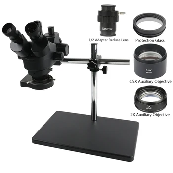 Simul-osrednja 3,5 X 7X 45X 90X Trinocular Stereo Mikroskop+1/2CTV Adapter Objektiva+0.5 X 1X 2X Cilj Barlow Leča+56 Svetlobe
