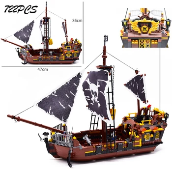 Disney Pirati s Karibov Jadranje gradniki Black Pearl Piratske Ladje Queen Anne Maščevanje Ladje 3D Model Igrače za Otroke