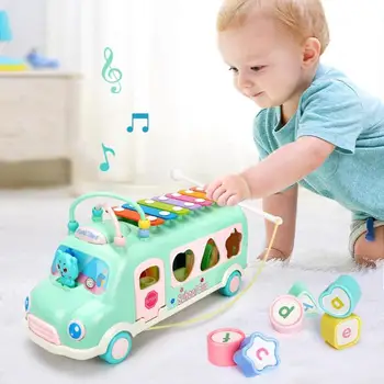 Otroška Plastične Xylophone Avtobus, Avto, Glasbene Igrače Otrok Potrkala Glasbeni Instrumenti Klavir Puzzle Premagal Izobraževalne Malčka Mobilne Igrača