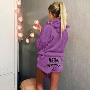 2020 Nove Jesensko Zimske Flanela Pijama Plus Velikost Ženske Pižame Določa Tople Pižame Homewear More Sleepwear Mačka Ženski Pajama