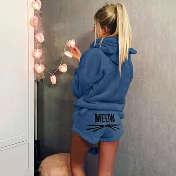 2020 Nove Jesensko Zimske Flanela Pijama Plus Velikost Ženske Pižame Določa Tople Pižame Homewear More Sleepwear Mačka Ženski Pajama