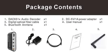 5.1 KANALNI Audio Dekoder Bluetooth 5.0 Sprejemnikom, Brezžični Audio Adapter za Optični Koaksialni AUX USB2.0 DAC DTS, AC3 FLAC DA615